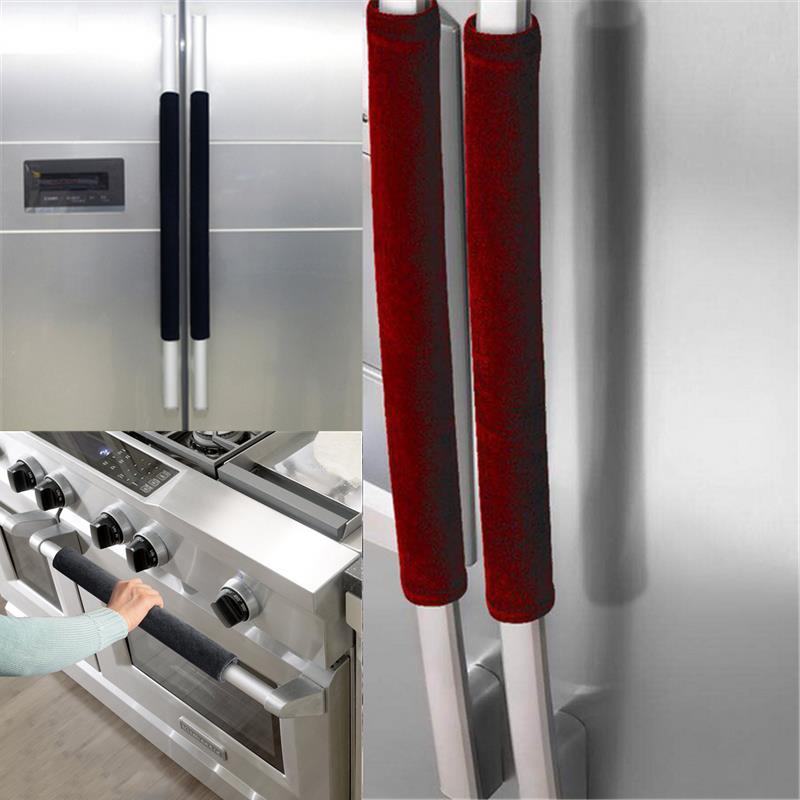 Kitchen Appliances With Red Knobs - Penutup gagang pintu kulkas hitam abu-abu