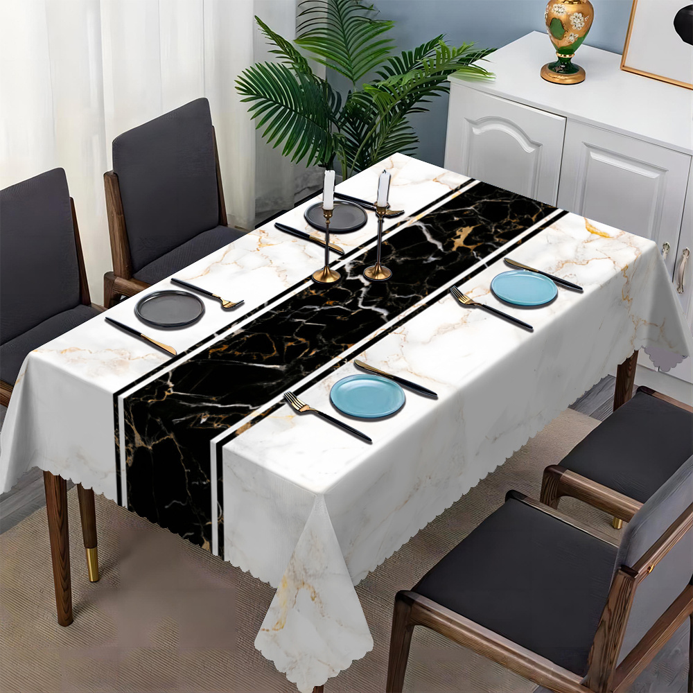 Taplak Meja Marmer Hitam & Put - Kitchen Appliances White ulasan dan harga